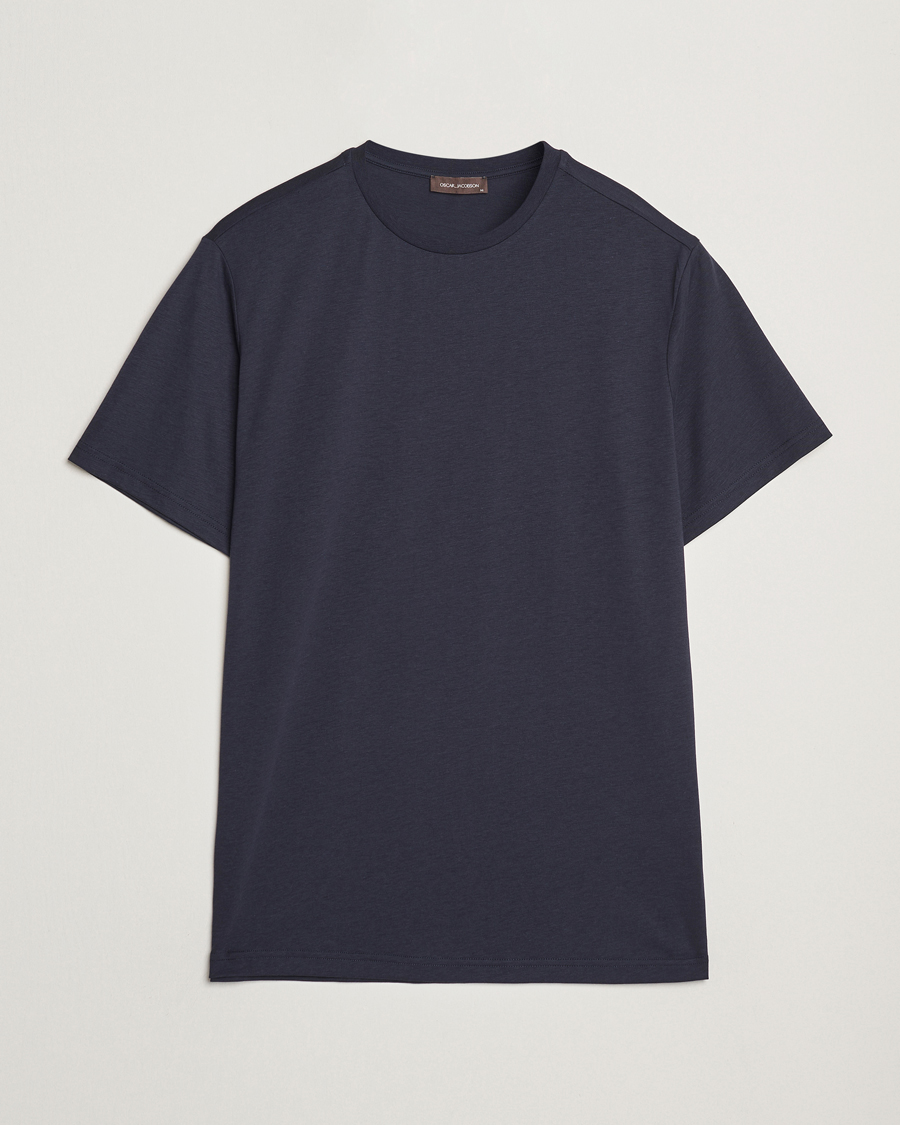 Herre | T-Shirts | Oscar Jacobson | Kim Lyocel/Cotton T-Shirt Navy