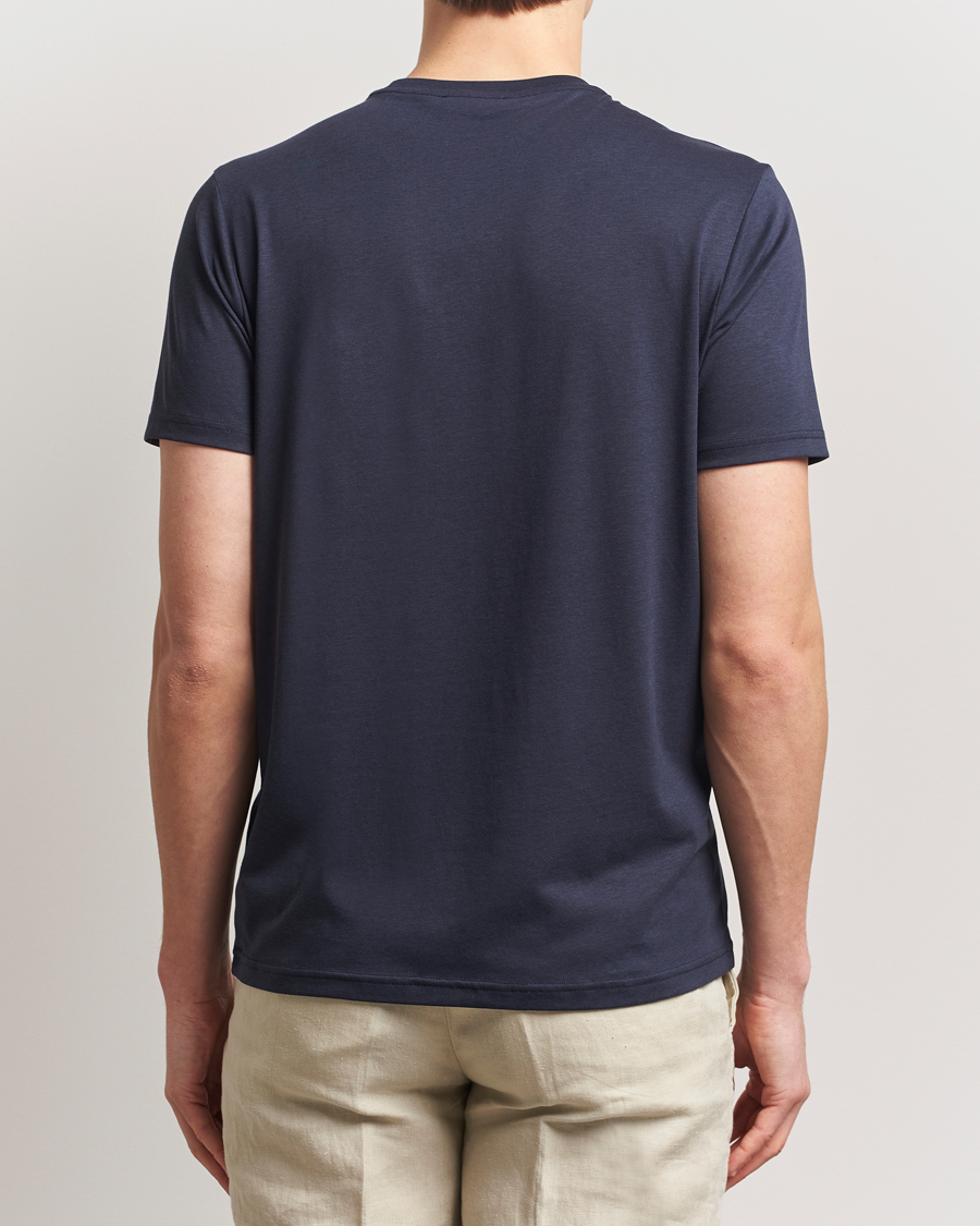 Herre | T-Shirts | Oscar Jacobson | Kim Lyocel/Cotton T-Shirt Navy