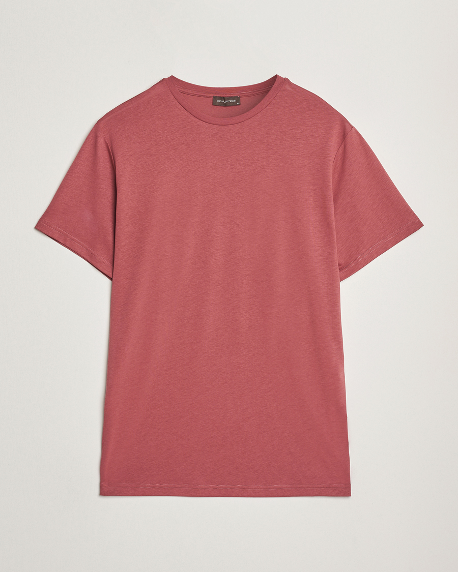 Herre | T-Shirts | Oscar Jacobson | Kim Cotton/Tencel T-Shirt Rasberry