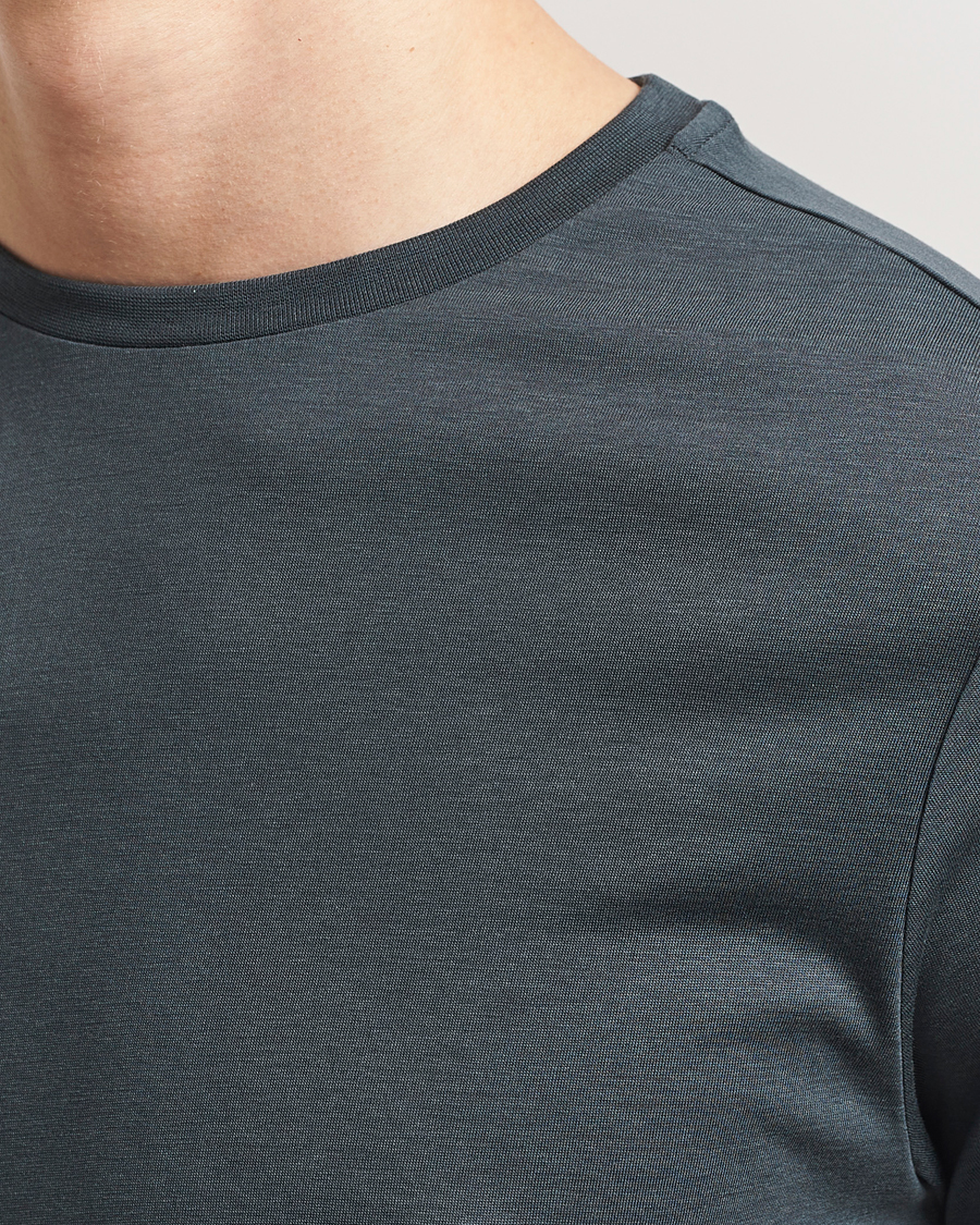 Herre | T-Shirts | Oscar Jacobson | Kim Cotton/Tencel T-Shirt Deep Green