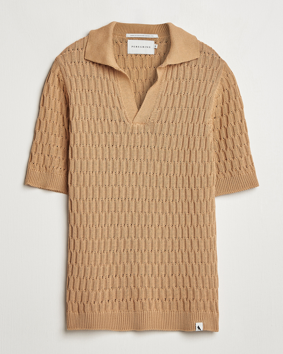 Herre | Pikéer | Peregrine | Cove Knitted Cotton Polo Shirt Sand
