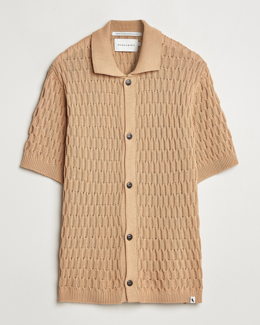 Herre | Skjorter | Peregrine | Cove Knitted Short Sleeve Shirt Sand