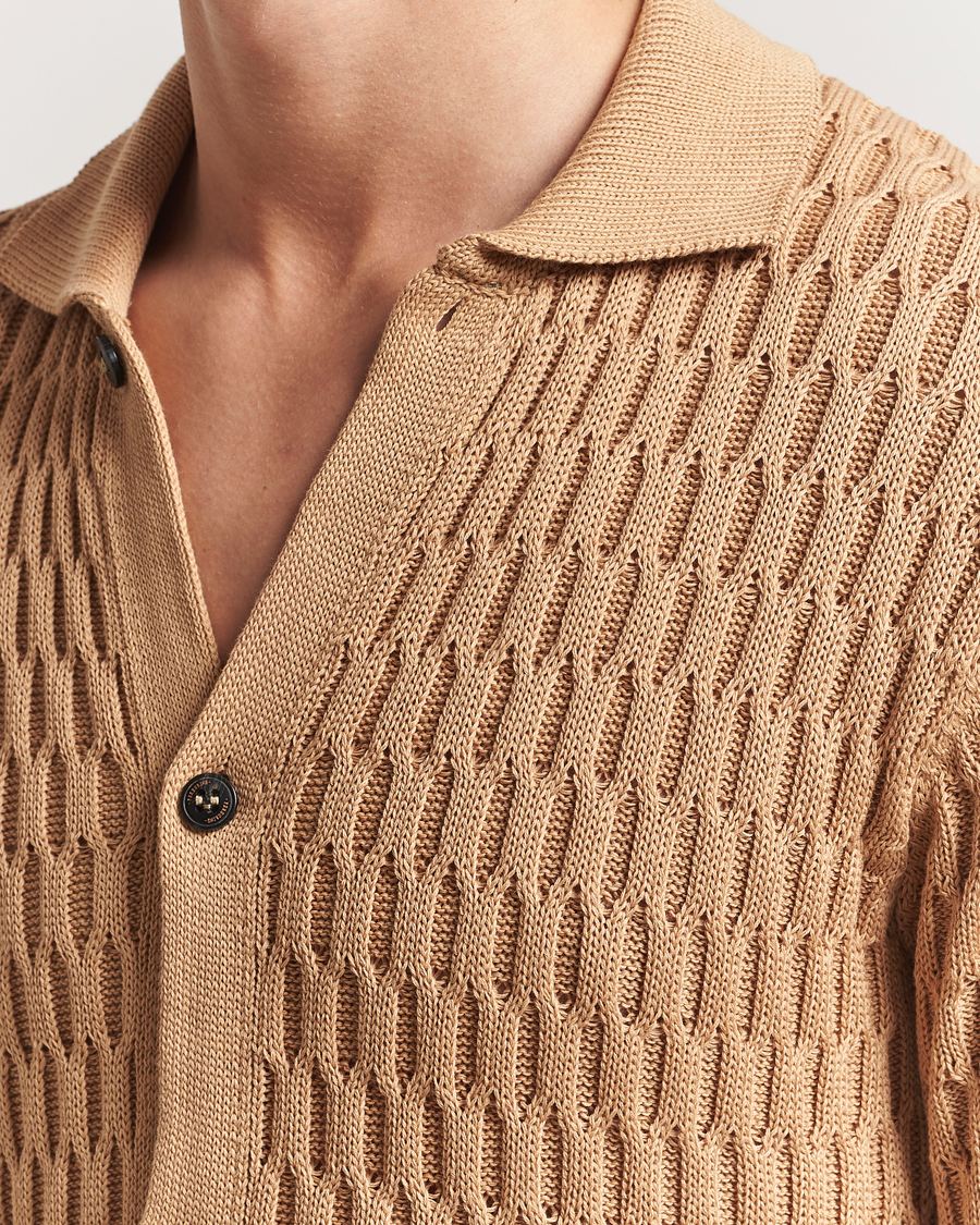 Herre | Skjorter | Peregrine | Cove Knitted Short Sleeve Shirt Sand