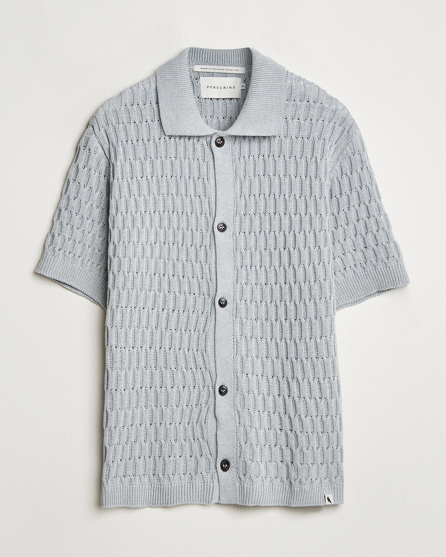 Herre | Skjorter | Peregrine | Cove Knitted Short Sleeve Shirt Washed Denim
