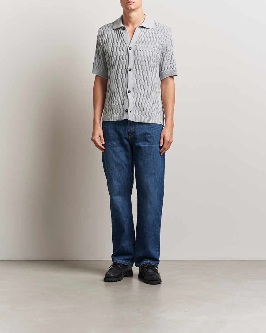 Herre | Skjorter | Peregrine | Cove Knitted Short Sleeve Shirt Washed Denim