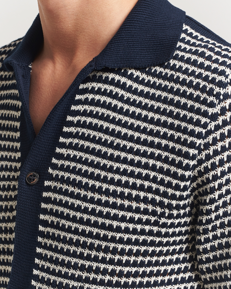 Herre | Skjorter | Peregrine | Island Crochet Knitted Shirt Navy