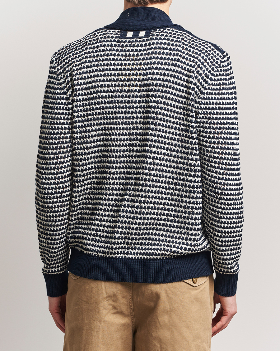 Herre | Gensere | Peregrine | Island Crochet Knitted Cardigan Navy