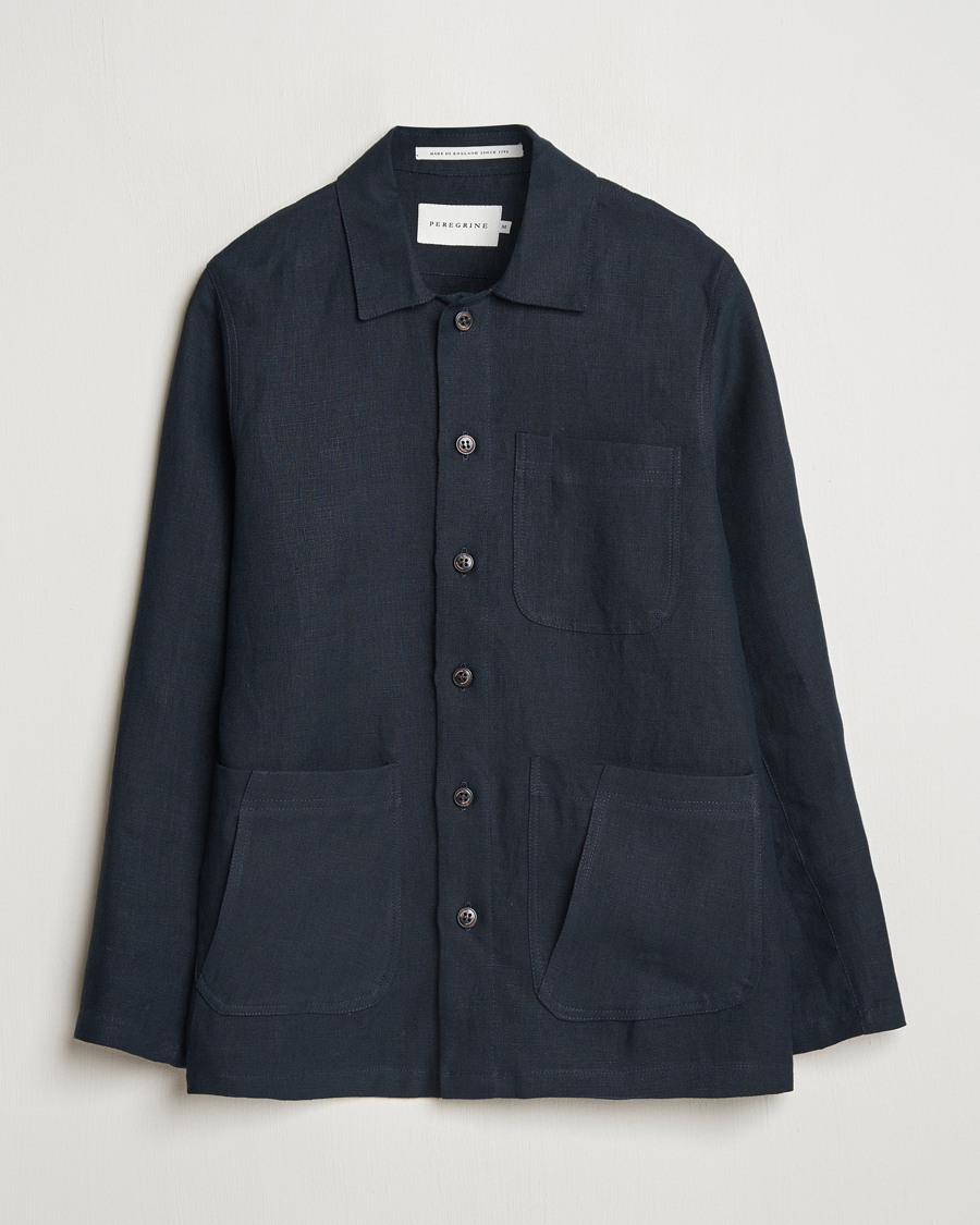 Herre | Skjorter | Peregrine | Grange Linen Shacket Navy
