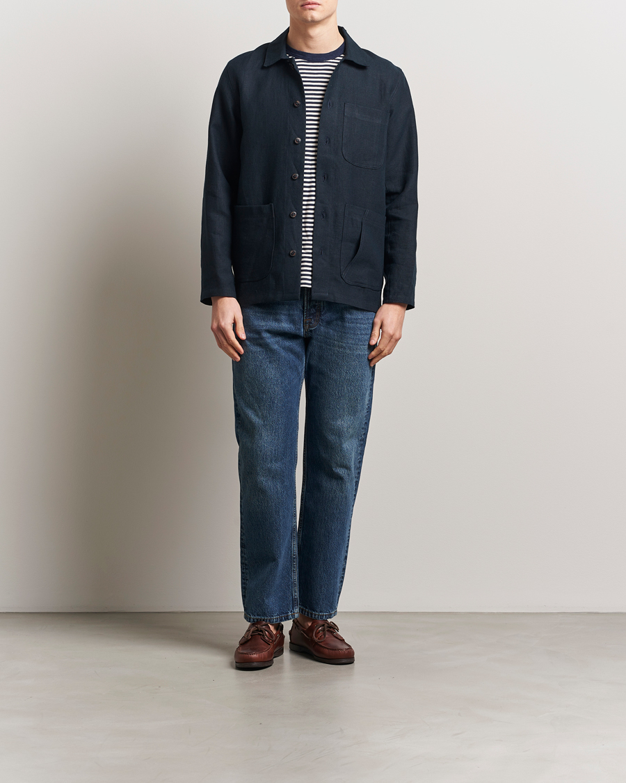 Herre | Skjorter | Peregrine | Grange Linen Shacket Navy