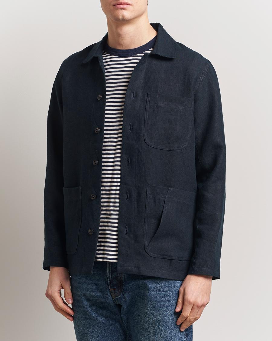 Herre | Skjorter | Peregrine | Grange Linen Shacket Navy