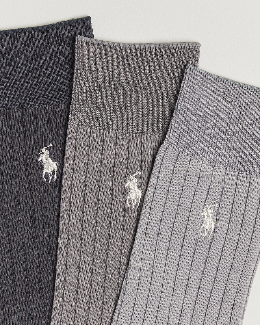Herre | Undertøy | Polo Ralph Lauren | 3-Pack Egyptian Rib Crew Sock Grey Combo