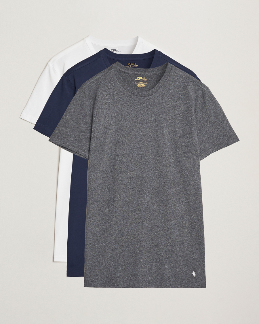 Herre | T-Shirts | Polo Ralph Lauren | 3-Pack Crew Neck T-Shirt Navy/Grey/White