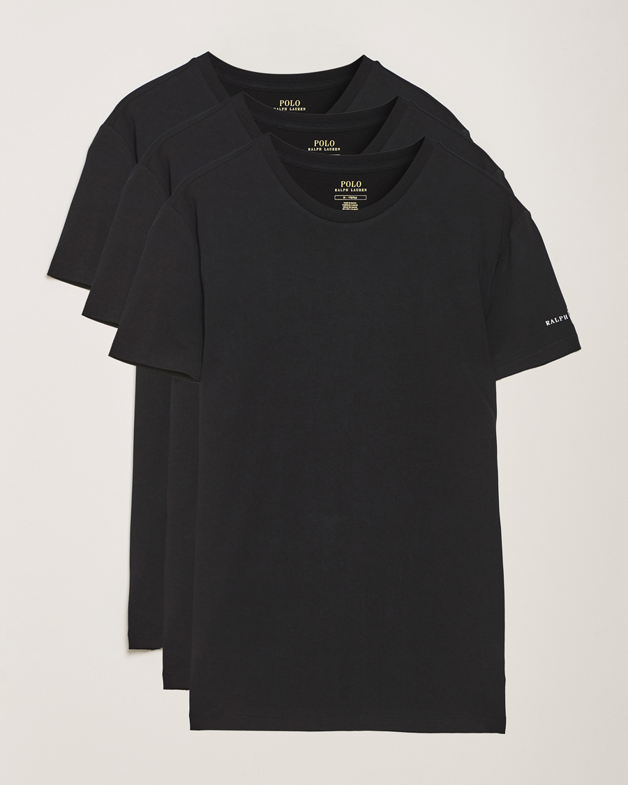 Herre | T-Shirts | Polo Ralph Lauren | 3-Pack Crew Neck T-Shirt Black