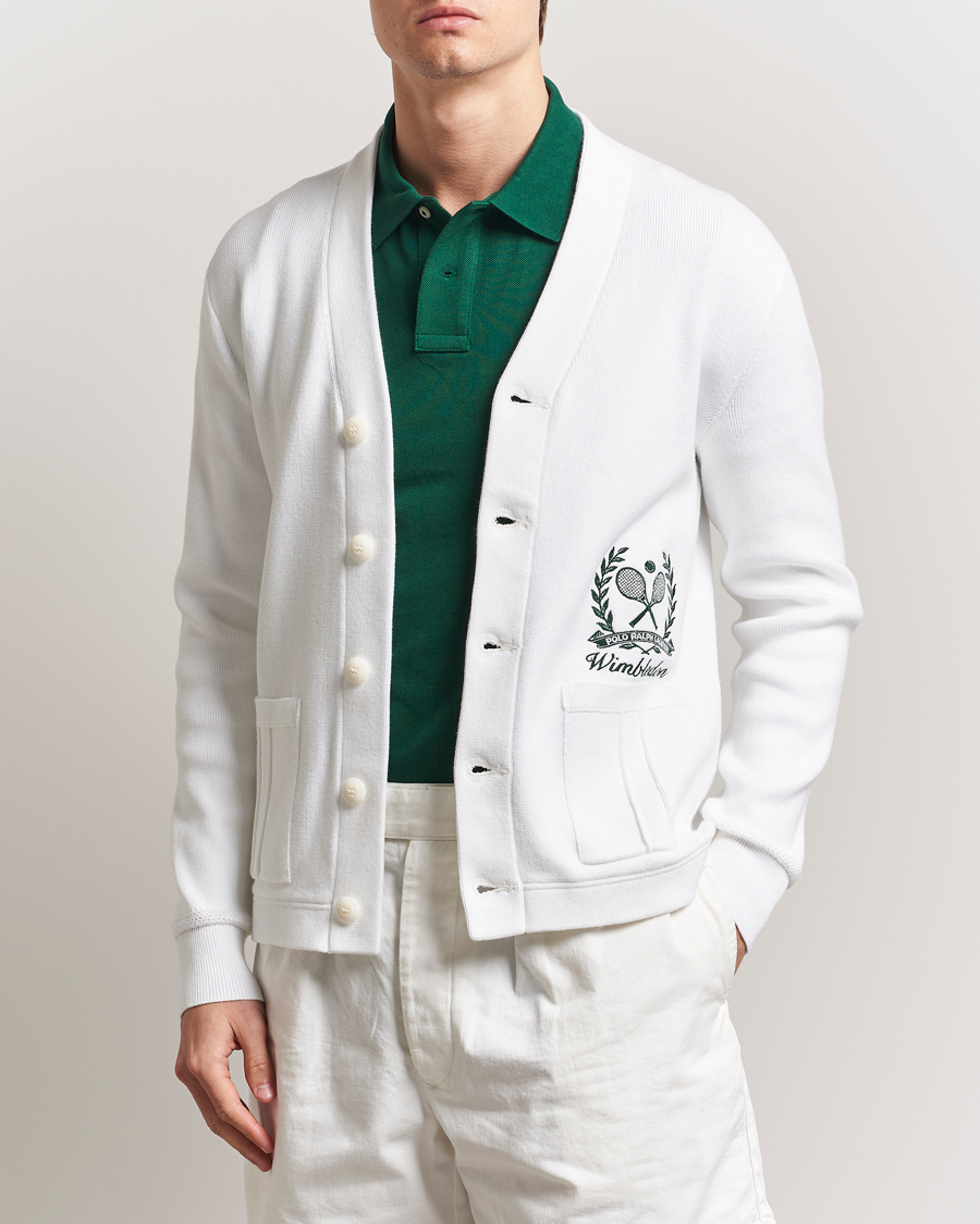 Herre | Gensere | Polo Ralph Lauren | Wimbledon Cotton Cardigan Ceramic White