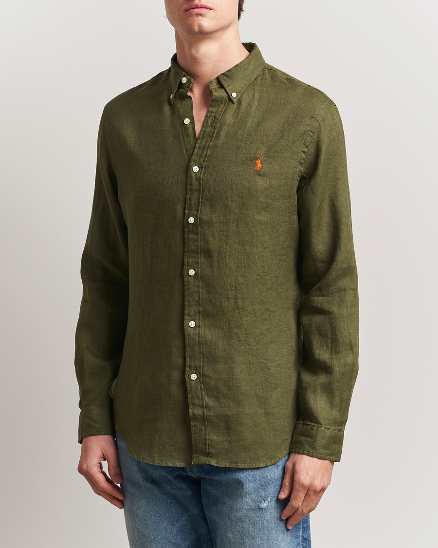 Herre | Skjorter | Polo Ralph Lauren | Slim Fit Linen Shirt New Olive