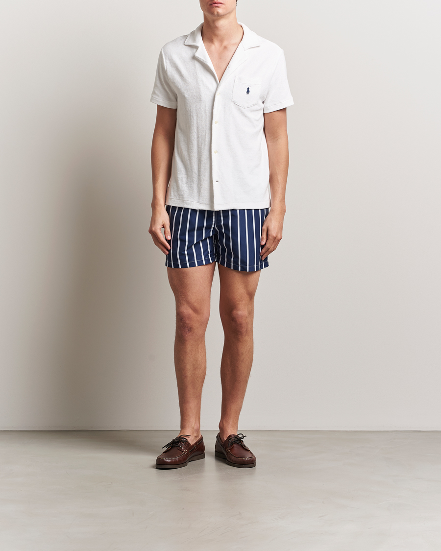Herre | Badeshorts | Polo Ralph Lauren | Traveler Boxer Swimshorts Navy Vertical Wide Stripe