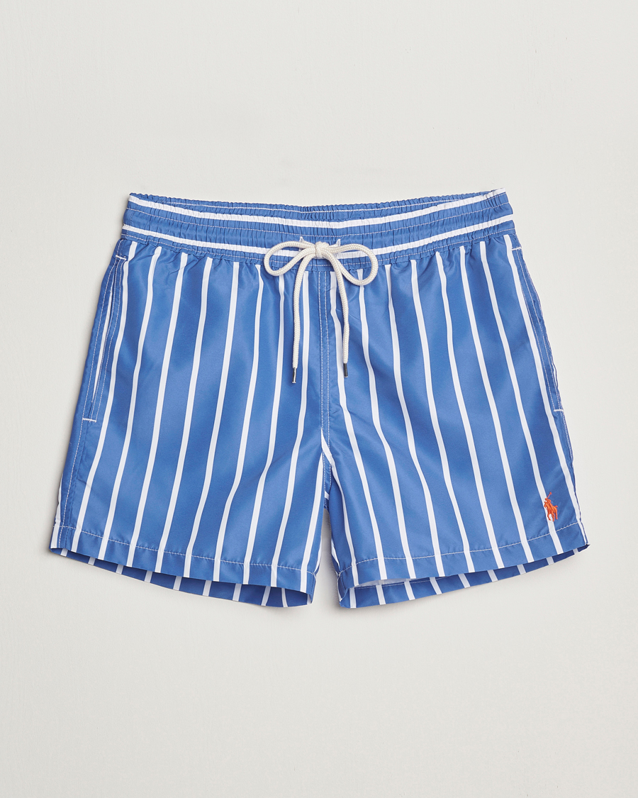 Herre | Badeshorts | Polo Ralph Lauren | Traveler Boxer Swimshorts Blue Vertical Wide Stripe