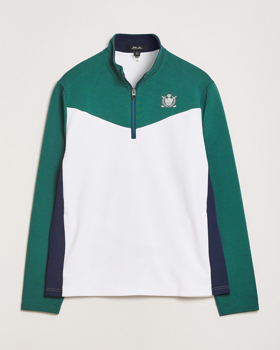 Herre | Gensere | RLX Ralph Lauren | Double Knit Tech Half Zip Kelly Green/Ceramic White