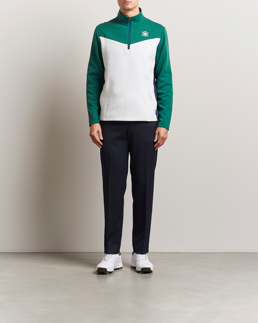 Herre | Gensere | RLX Ralph Lauren | Double Knit Tech Half Zip Kelly Green/Ceramic White