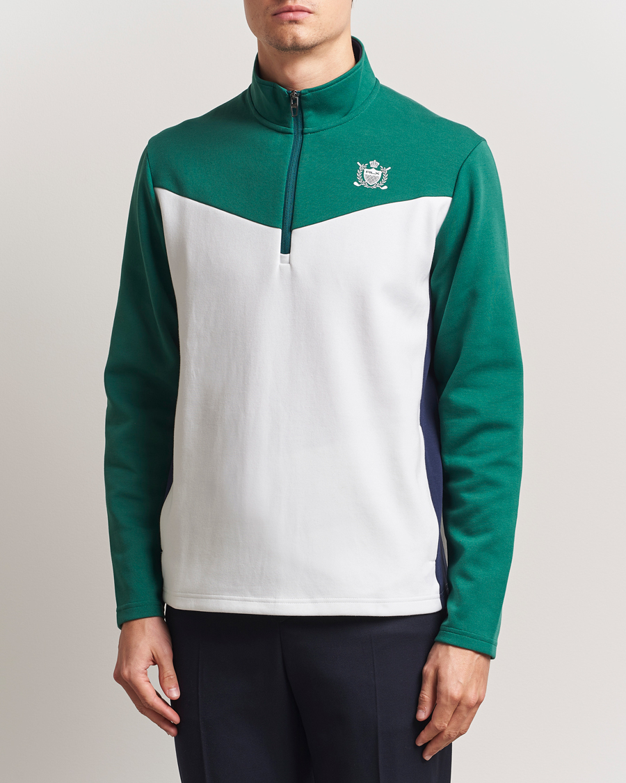 Herre | Gensere | RLX Ralph Lauren | Double Knit Tech Half Zip Kelly Green/Ceramic White