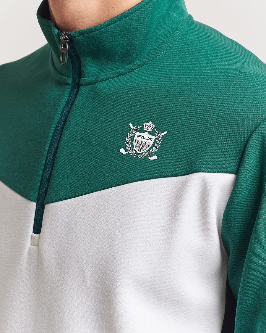 Herre | Gensere | RLX Ralph Lauren | Double Knit Tech Half Zip Kelly Green/Ceramic White
