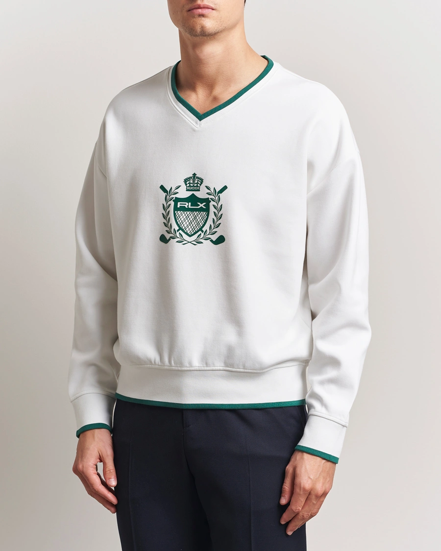 Herre | Gensere | RLX Ralph Lauren | Active Sweatshirt Ceramic White/Kelly Green