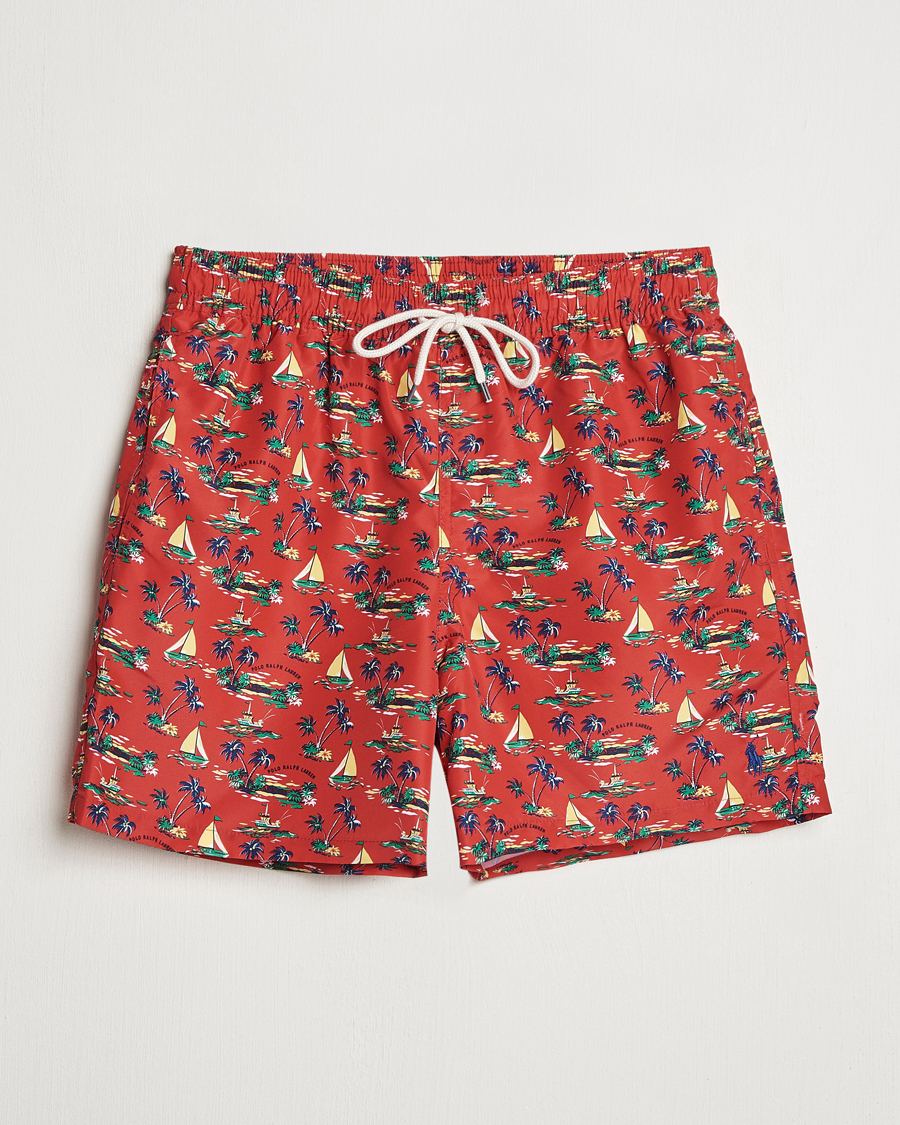 Herre | Badeshorts | Polo Ralph Lauren | Traveler Recycled Swimshorts Island Scenic Red