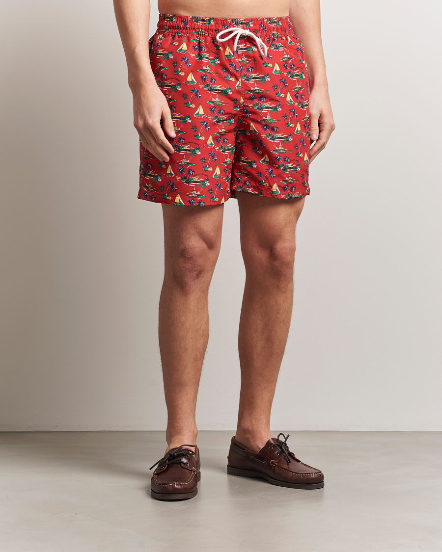 Herre | Badeshorts | Polo Ralph Lauren | Traveler Recycled Swimshorts Island Scenic Red