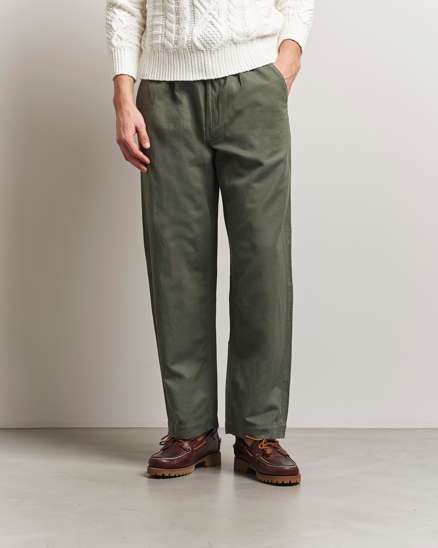 Herre | Bukser | Polo Ralph Lauren | Pleated Cotton Linen Pants New Olive