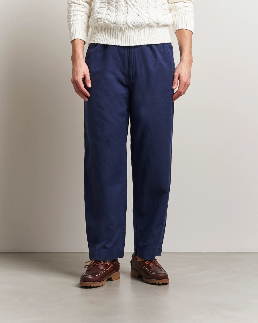 Herre | Bukser | Polo Ralph Lauren | Pleated Cotton Linen Pants Newport Navy