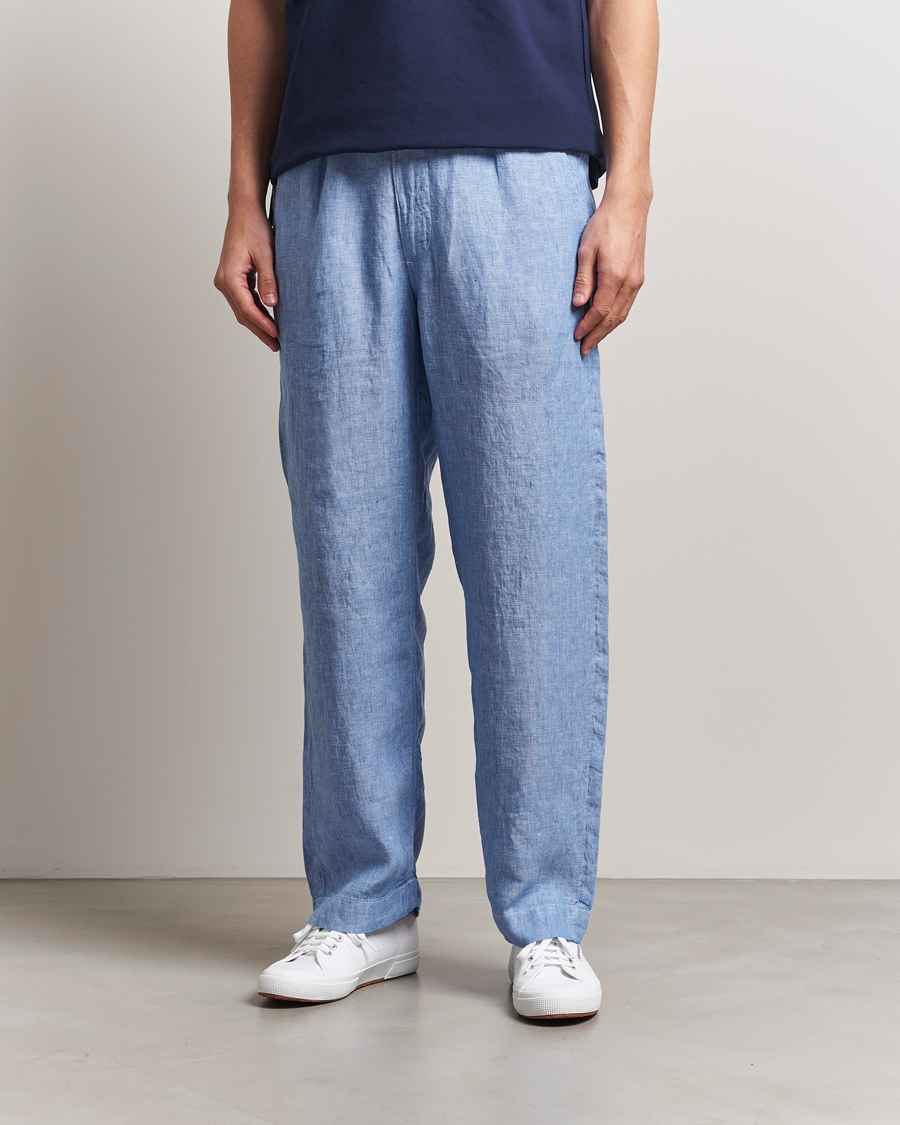Herre | Bukser | Polo Ralph Lauren | Pleated Chambray Linen Pants Blue