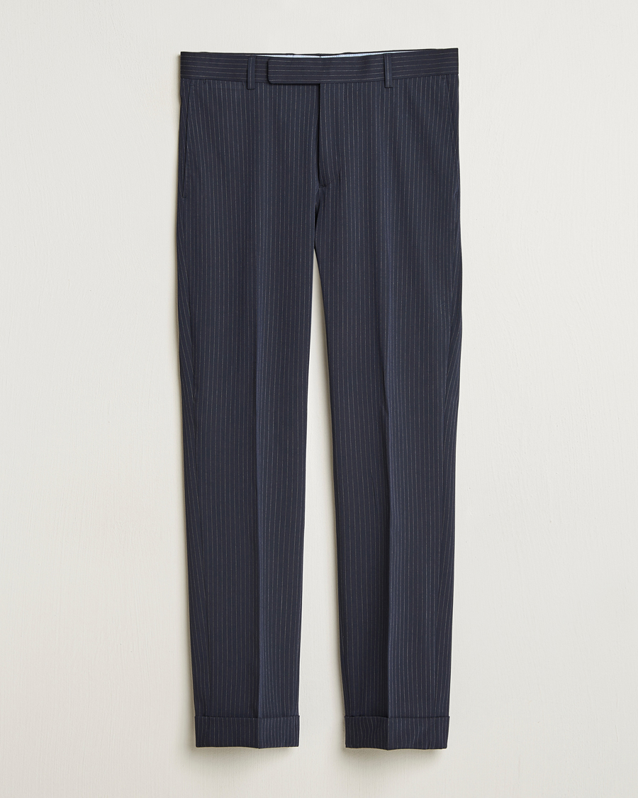 Herre | Bukser | Polo Ralph Lauren | Twill Pinstriped Pleated Suit Trousers Navy/Grey