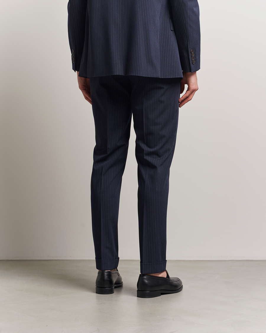 Herre | Bukser | Polo Ralph Lauren | Twill Pinstriped Pleated Suit Trousers Navy/Grey