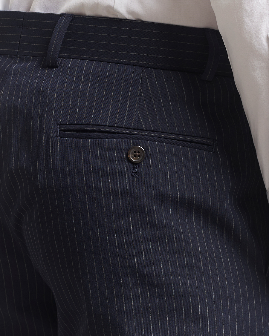 Herre | Bukser | Polo Ralph Lauren | Twill Pinstriped Pleated Suit Trousers Navy/Grey