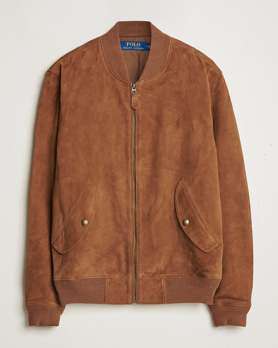 Herre | Jakker | Polo Ralph Lauren | Flight Suede Bomber Jacket Country Brown