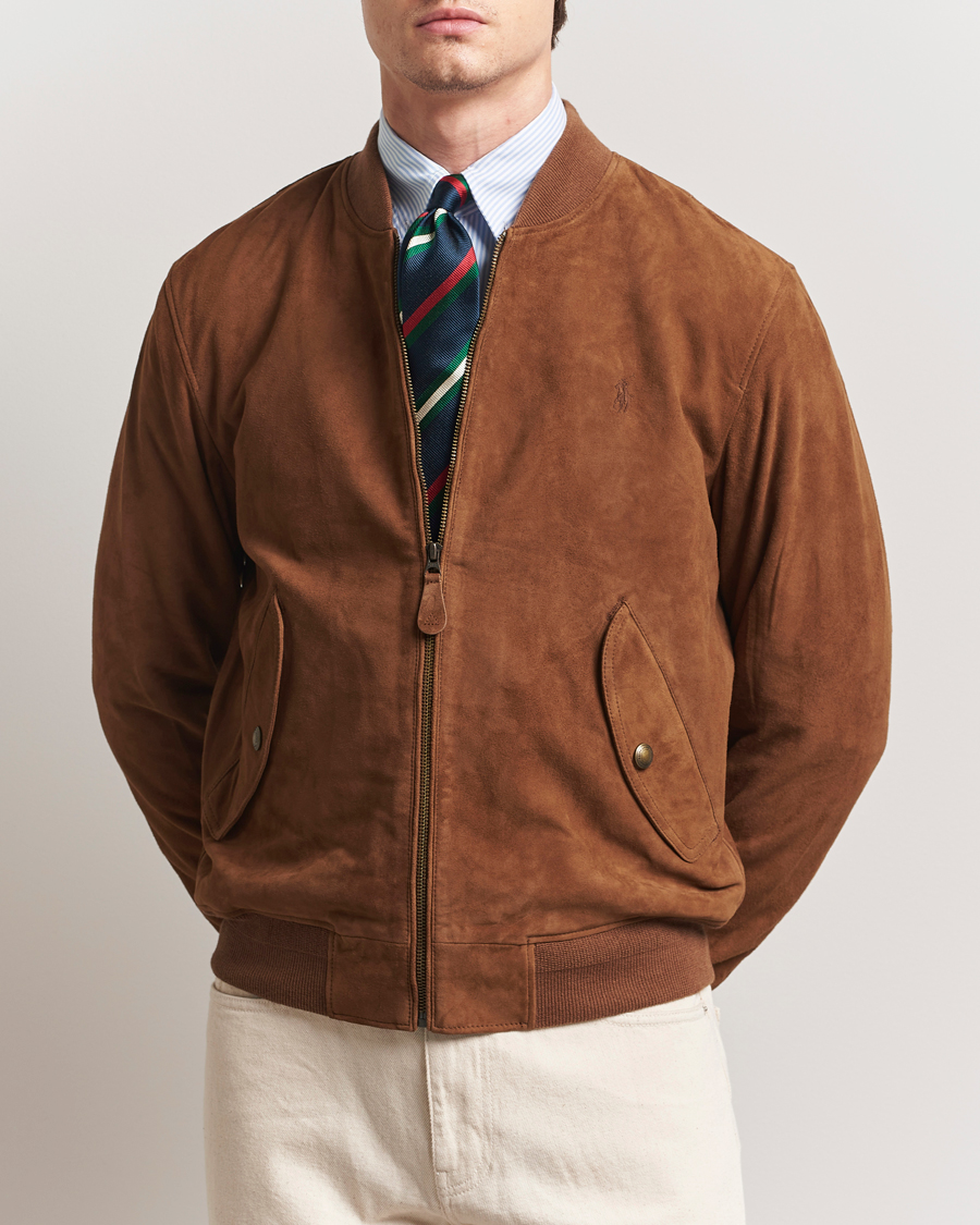 Herre | Jakker | Polo Ralph Lauren | Flight Suede Bomber Jacket Country Brown