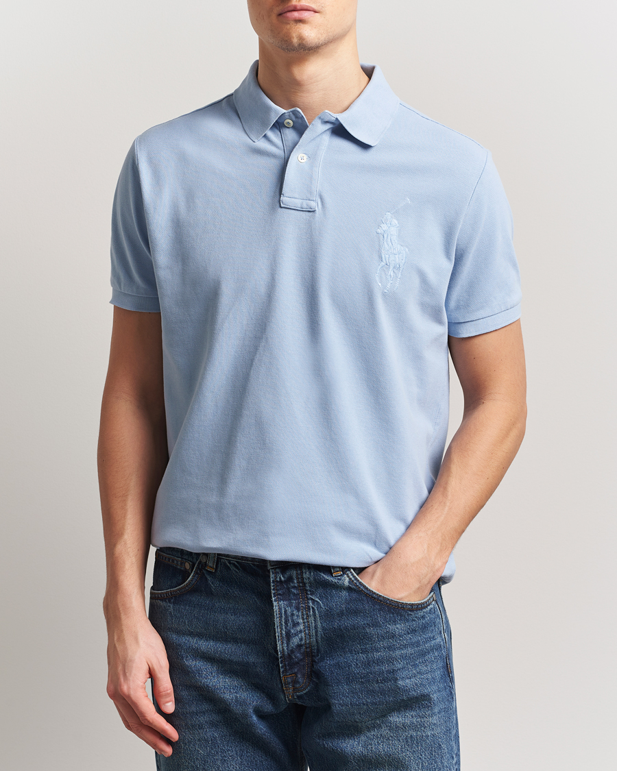 Herre | Pikéer | Polo Ralph Lauren | Custom Slim Fit Mesh Polo Chambray Blue