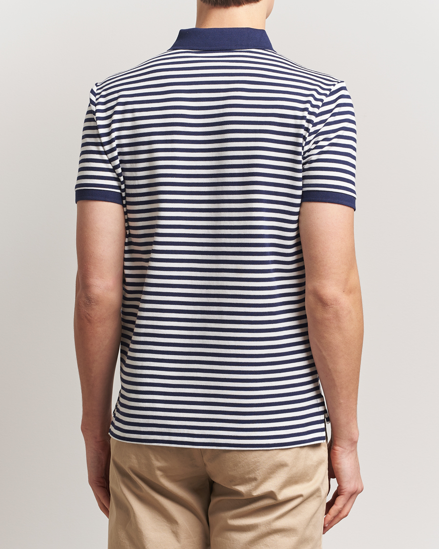 Herre | Pikéer | Polo Ralph Lauren | Custom Slim Fit Striped Polo Deckwash White/Navy