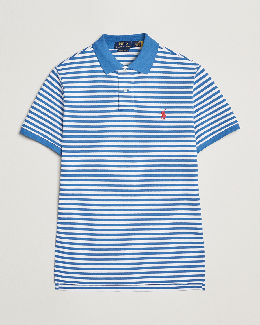 Herre | Pikéer | Polo Ralph Lauren | Custom Slim Fit Striped Polo Embayment Blue/White