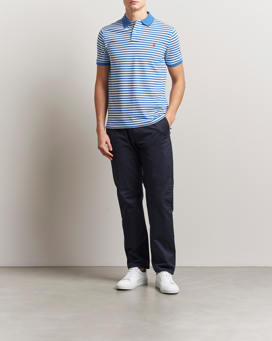 Herre | Pikéer | Polo Ralph Lauren | Custom Slim Fit Striped Polo Embayment Blue/White