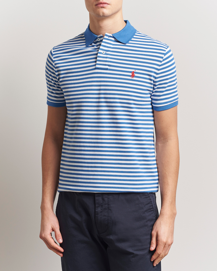 Herre | Pikéer | Polo Ralph Lauren | Custom Slim Fit Striped Polo Embayment Blue/White