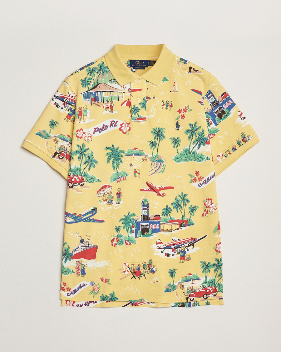 Herre | Pikéer | Polo Ralph Lauren | Printed Mesh Polo Holiday Bear Yellow