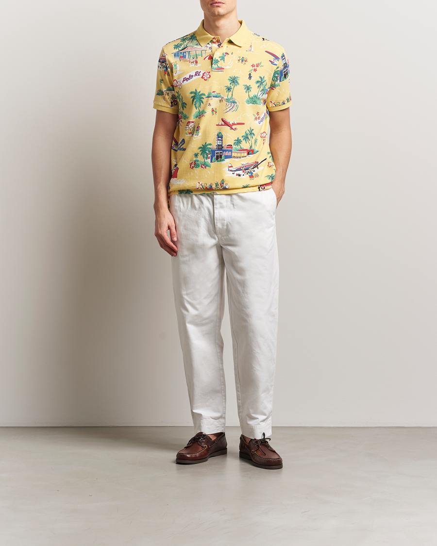 Herre | Pikéer | Polo Ralph Lauren | Printed Mesh Polo Holiday Bear Yellow