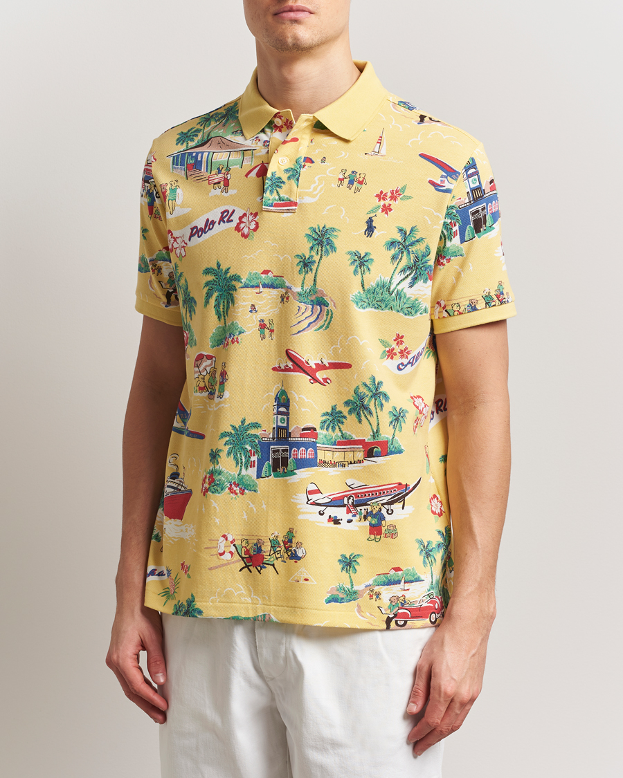 Herre | Pikéer | Polo Ralph Lauren | Printed Mesh Polo Holiday Bear Yellow