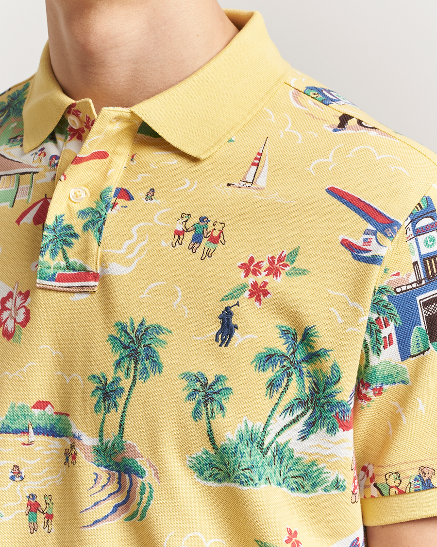Herre | Pikéer | Polo Ralph Lauren | Printed Mesh Polo Holiday Bear Yellow