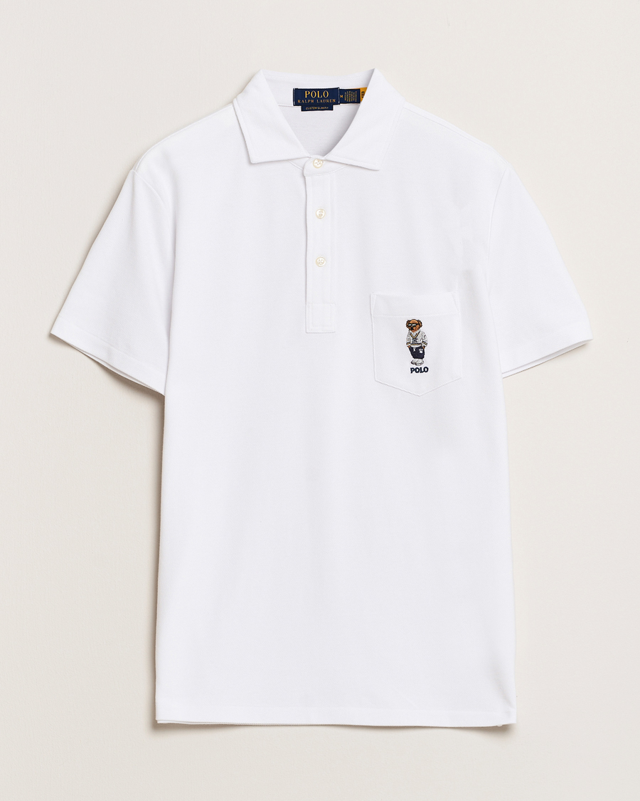 Herre | Pikéer | Polo Ralph Lauren | Custom Slim Fit Pocket Bear Polo White