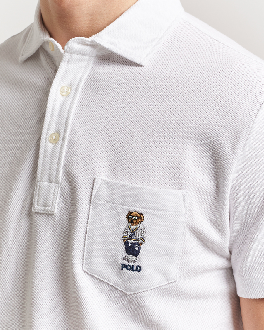 Herre | Pikéer | Polo Ralph Lauren | Custom Slim Fit Pocket Bear Polo White