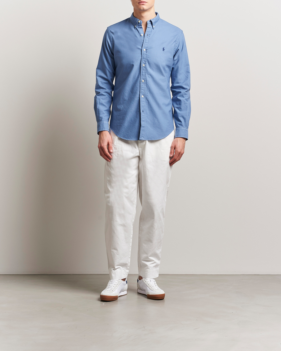 Herre | Skjorter | Polo Ralph Lauren | Slim Fit Garment Dyed Oxford Shirt Bastille Blue