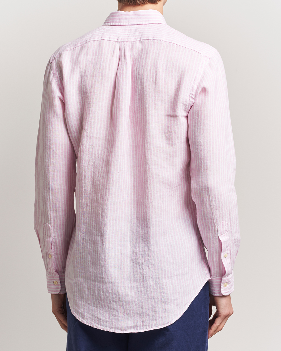 Herre | Skjorter | Polo Ralph Lauren | Custom Fit Striped Linen Shirt Pink/White