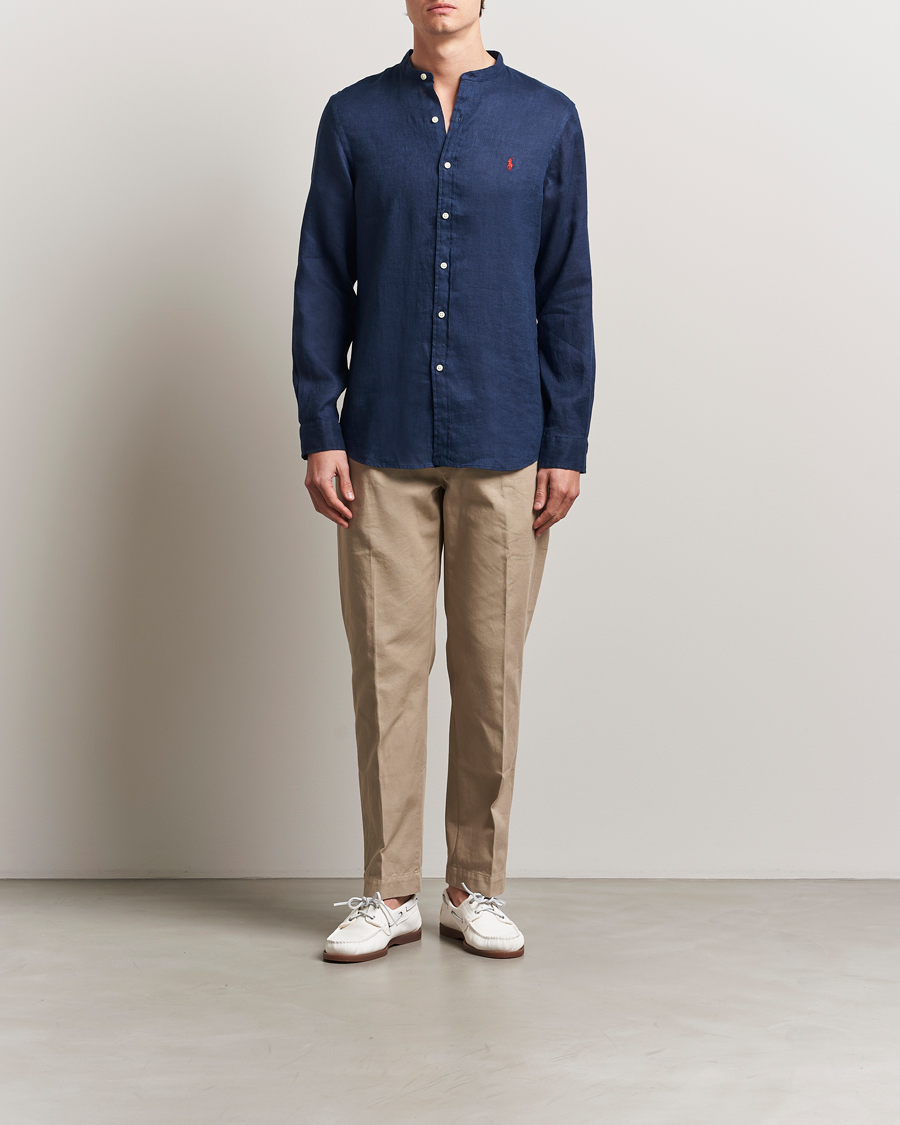 Herre | Skjorter | Polo Ralph Lauren | Slim Fit Linen Shirt Newport Navy